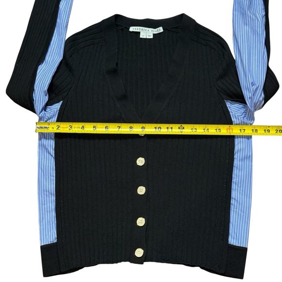 Veronica Beard Dalya Merino Wool Cardigan Sweater Black Size M Classic Luxury - Picture 3 of 11